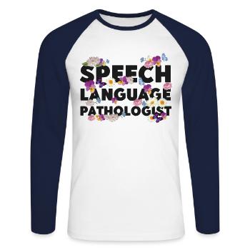 Speech Therapist Therapy Assistant - Unisex Baseballshirt langarm - Weiß/Navy - Vorne - Nik (191cm)