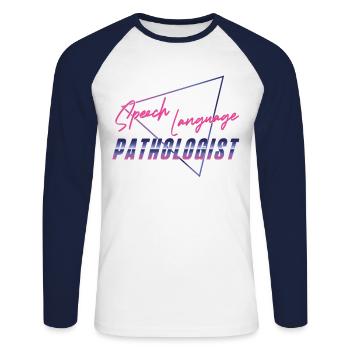 Speech Therapist Therapy Assistant - Unisex Baseballshirt langarm - Weiß/Navy - Vorne - Nik (191cm)