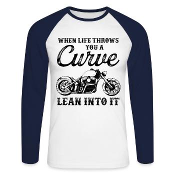 When Life Throws You A Curve Lean Into It Motorcyc - Unisex Baseballshirt langarm - Weiß/Navy - Vorne - Nik (191cm)