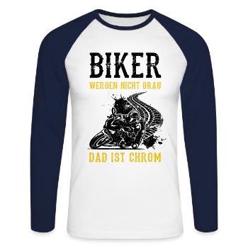Biker Werden Nicht Grau Das Ist Chrom Motorradfahr - Unisex Baseballshirt langarm - Weiß/Navy - Vorne - Nik (191cm)