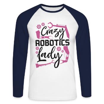 Robot Robotics Engineer Female - Unisex Long Sleeve Baseball T-Shirt - white/navy - Front - Nik (191cm)