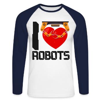 Robot Robotics Engineer Heart I - Unisex Long Sleeve Baseball T-Shirt - white/navy - Front - Nik (191cm)