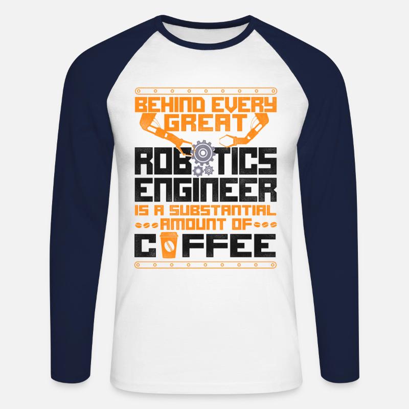 Robot Robotics Engineer Coffee - Unisex Baseballshirt langarm - Weiß/Navy
