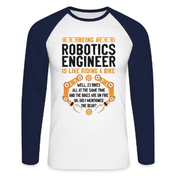 Robot Robotics Engineer Vintage - Unisex Baseballshirt langarm - Weiß/Navy - Vorne - Nik (191cm)