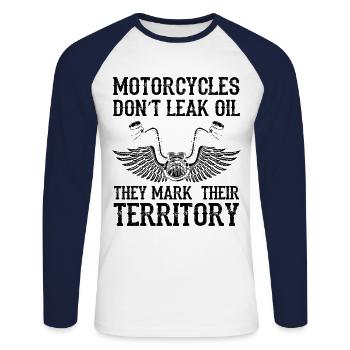 Motorcycles Don't Leak Oil They Mark Their Territo - Unisex Baseballshirt langarm - Weiß/Navy - Vorne - Nik (191cm)