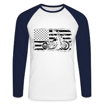 Retro Graphic Motorcycle Rider Motorcyclist Biker - Unisex Baseballshirt langarm - Weiß/Navy - Vorne - Nik (191cm)