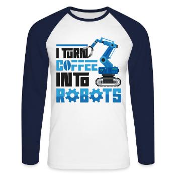 Robot Robotics Engineer Coffee I - Unisex Long Sleeve Baseball T-Shirt - white/navy - Front - Nik (191cm)