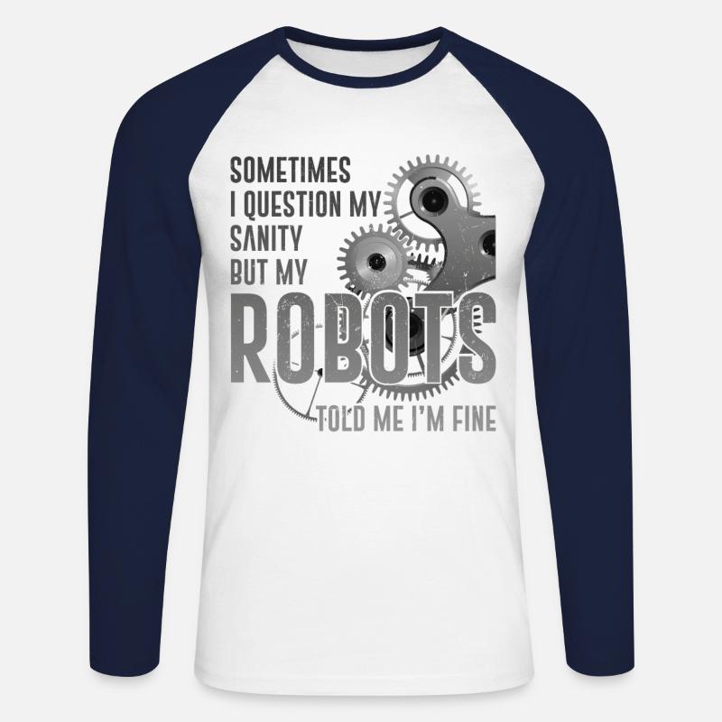 Robot Robotics Engineer Sometimes - Unisex Baseballshirt langarm - Weiß/Navy