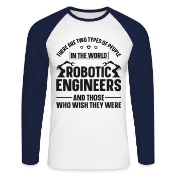 Robot Robotics Engineer There Are - Unisex Baseballshirt langarm - Weiß/Navy - Vorne - Nik (191cm)