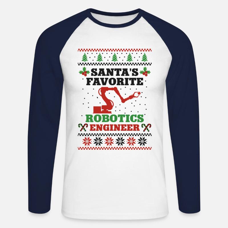 Robot Robotics Engineer Christmas - Unisex Baseballshirt langarm - Weiß/Navy