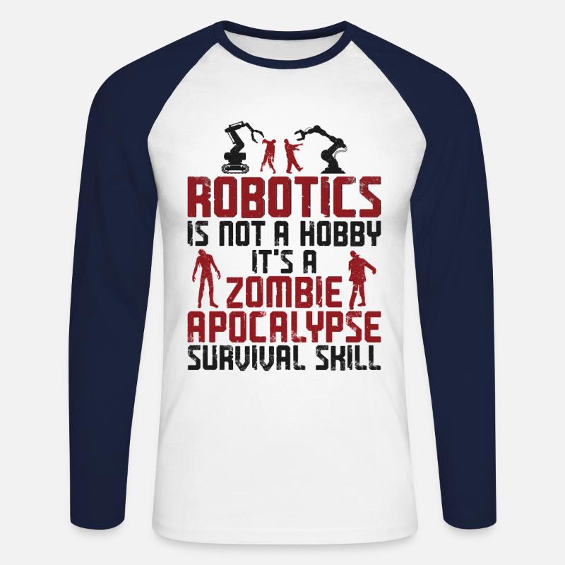 Robot Robotics Engineer Robotics - Unisex Baseballshirt langarm - Weiß/Navy