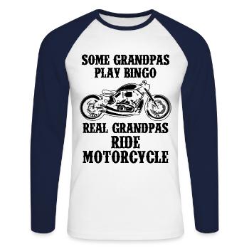 Some Grandpas Play Bingo Real Grandpas Ride Motorc - Unisex Baseballshirt langarm - Weiß/Navy - Vorne - Nik (191cm)