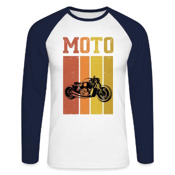 Retro Graphic Motorcycle Rider Motorcyclist Biker - Unisex Baseballshirt langarm - Weiß/Navy - Vorne - Nik (191cm)