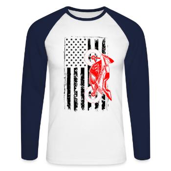 Retro Graphic Motorcycle Rider Motorcyclist Biker - Unisex Baseballshirt langarm - Weiß/Navy - Vorne - Nik (191cm)