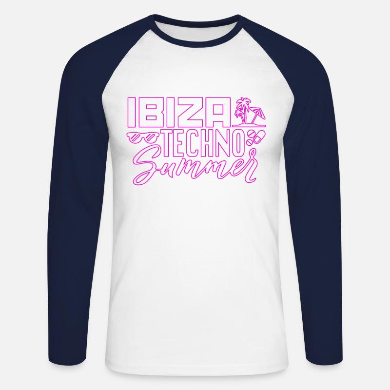Ibiza Techno Sommer - Unisex Baseballshirt langarm - Weiß/Navy