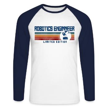Robot Robotics Engineer Retro - Unisex Long Sleeve Baseball T-Shirt - white/navy - Front - Nik (191cm)