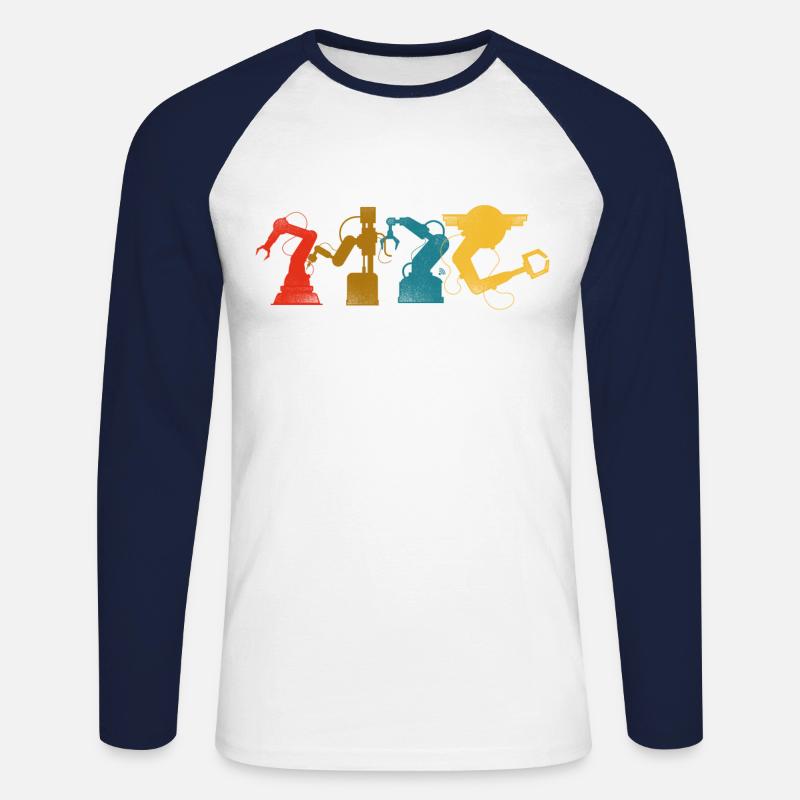 Robot Robotics Engineer Retro - Unisex Long Sleeve Baseball T-Shirt - white/navy