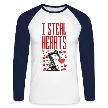 Robot Robotics Engineer Valentines - Unisex Long Sleeve Baseball T-Shirt - white/navy - Front - Nik (191cm)