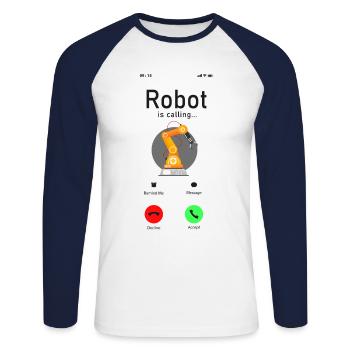 Robot Robotics Engineer Phone - Unisex Long Sleeve Baseball T-Shirt - white/navy - Front - Nik (191cm)