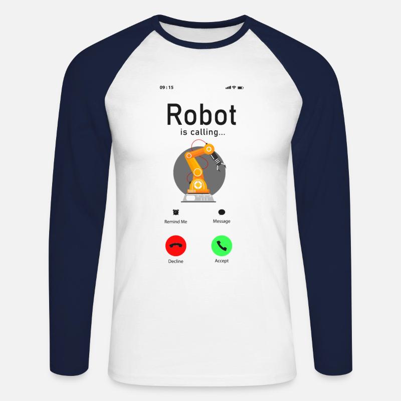 Robot Robotics Engineer Phone - Unisex Long Sleeve Baseball T-Shirt - white/navy