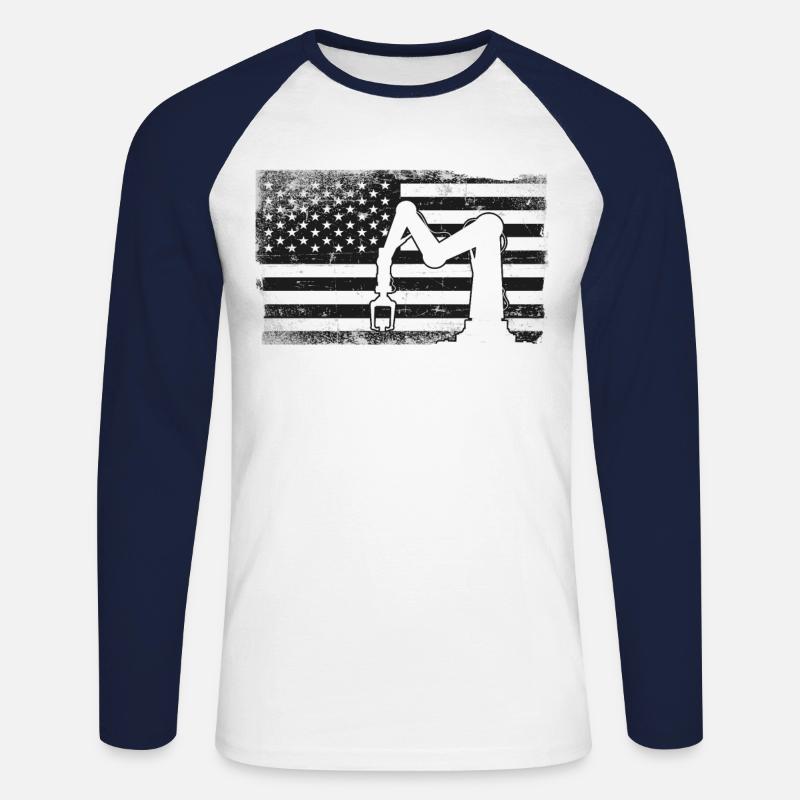 Robot Robotics Engineer American - Unisex Baseballshirt langarm - Weiß/Navy