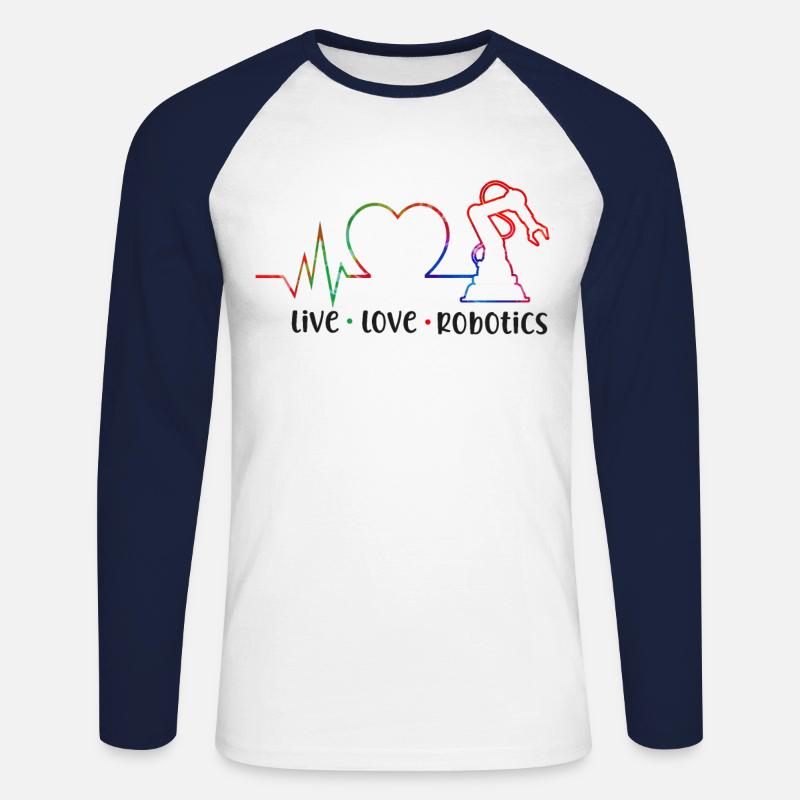 Robot Robotics Engineer Tie Dye - Unisex Baseballshirt langarm - Weiß/Navy