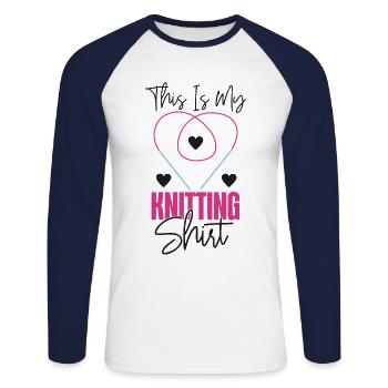 Knitting Knitter This Is My - Unisex Long Sleeve Baseball T-Shirt - white/navy - Front - Nik (191cm)