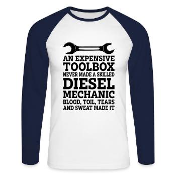 An Expensive Toolbox Never Made A Skilled Diesel M - Unisex Baseballshirt langarm - Weiß/Navy - Vorne - Nik (191cm)