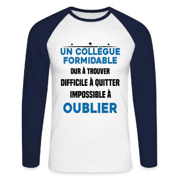 Collègue formidable dur à trouver Cadeau - T-shirt baseball manches longues Homme - blanc/marine - Devant - Nik (191cm)