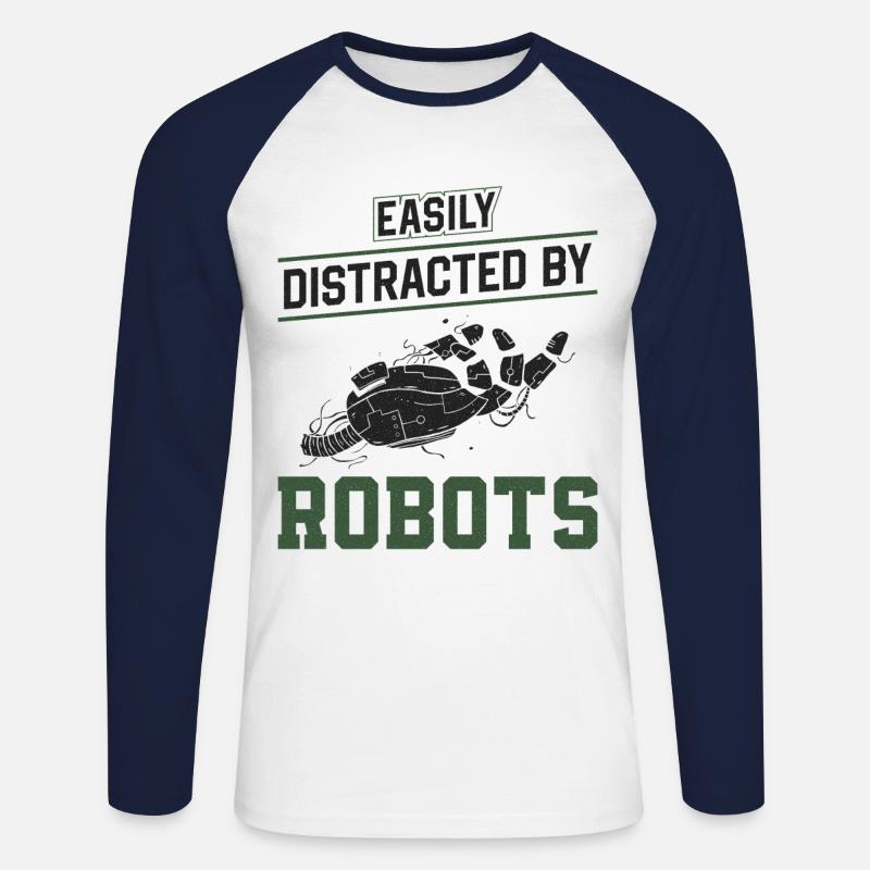 Robot Robotics Engineer Easily - Unisex Long Sleeve Baseball T-Shirt - white/navy
