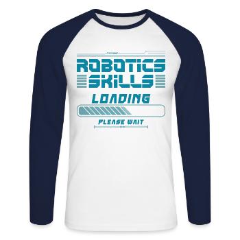 Robot Robotics Engineer Robotics - Unisex Long Sleeve Baseball T-Shirt - white/navy - Front - Nik (191cm)