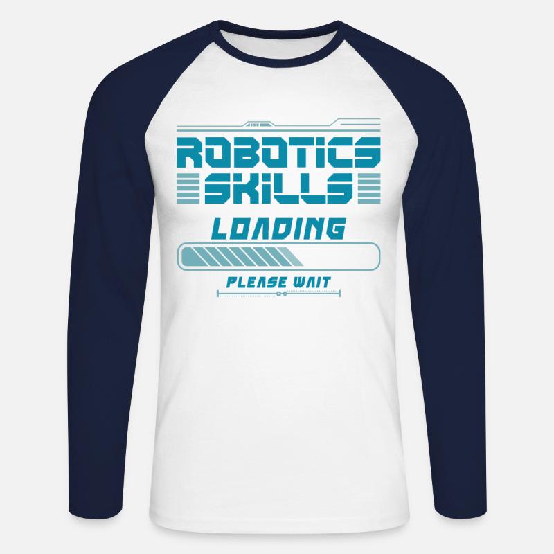 Robot Robotics Engineer Robotics - Unisex Long Sleeve Baseball T-Shirt - white/navy