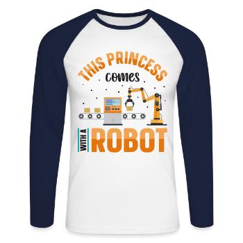 Robot Robotics Engineer Female - Unisex Baseballshirt langarm - Weiß/Navy - Vorne - Nik (191cm)
