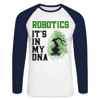 Robot Robotics Engineer Robotics - Unisex Long Sleeve Baseball T-Shirt - white/navy - Front - Nik (191cm)
