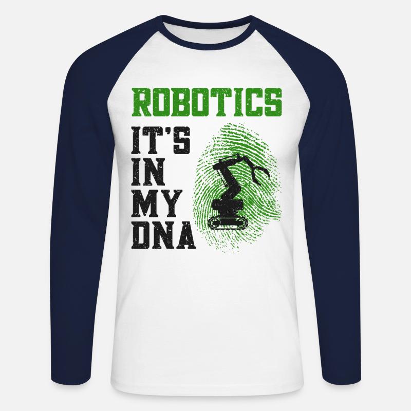 Robot Robotics Engineer Robotics - Unisex Long Sleeve Baseball T-Shirt - white/navy