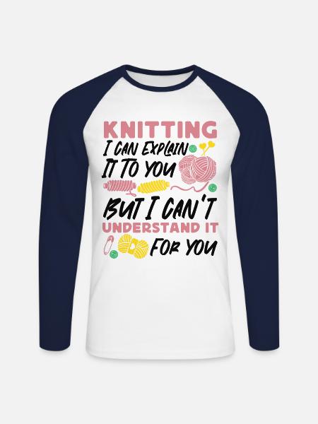 Knitting Knitter Knitting I Can - Unisex Long Sleeve Baseball T-Shirt - white/navy