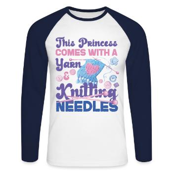 Knitting Knitter Girl This - Unisex Long Sleeve Baseball T-Shirt - white/navy - Front - Nik (191cm)