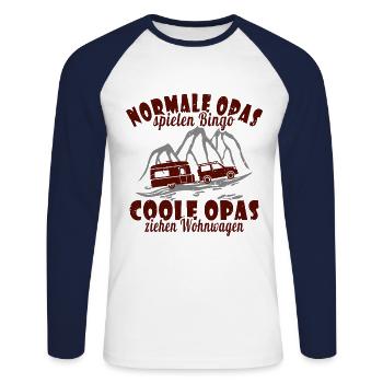 Ferien Urlaub Wohnwagen Camping Opa - Unisex Baseballshirt langarm - Weiß/Navy - Vorne - Nik (191cm)
