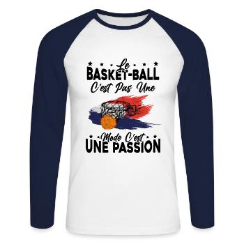 le basket ball Est Une Passion Cadeau - T-shirt baseball manches longues Homme - blanc/marine - Devant - Nik (191cm)