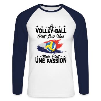 le Volley ball Est Une Passion idée Cadeau - T-shirt baseball manches longues Homme - blanc/marine - Devant - Nik (191cm)