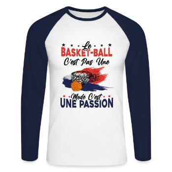 le basket ball Est Une Passion Cadeau - T-shirt baseball manches longues Homme - blanc/marine - Devant - Nik (191cm)