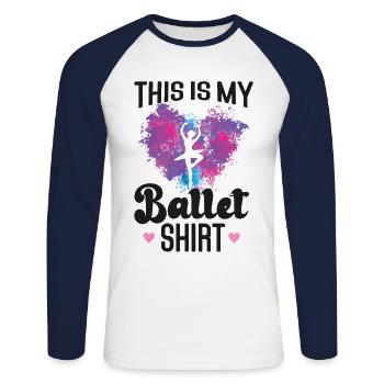 Ballet Danseuse Danse Ballerine - T-shirt baseball manches longues Homme - blanc/marine - Devant - Nik (191cm)