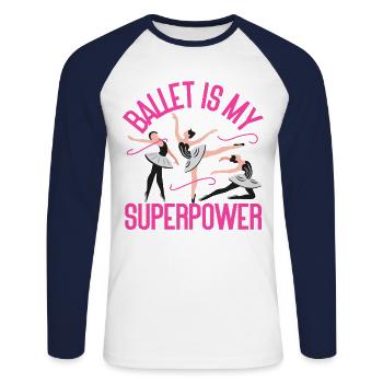 Ballet Dancer Dance Girl Ballerina - Unisex Baseballshirt langarm - Weiß/Navy - Vorne - Nik (191cm)