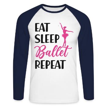 Ballet Dancer Dance Girl Ballerina - Unisex Baseballshirt langarm - Weiß/Navy - Vorne - Nik (191cm)
