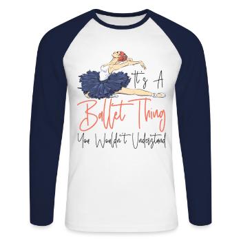Ballet Danseuse Danse Ballerine - T-shirt baseball manches longues Homme - blanc/marine - Devant - Nik (191cm)