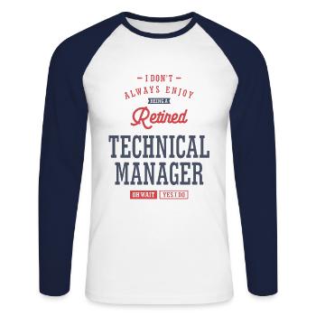 Technical Manager - Unisex Long Sleeve Baseball T-Shirt - white/navy - Front - Nik (191cm)