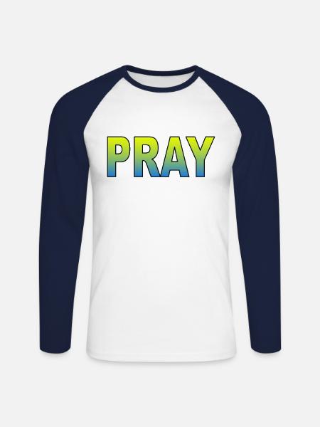 Ukraine pray - Unisex Baseballshirt langarm - Weiß/Navy