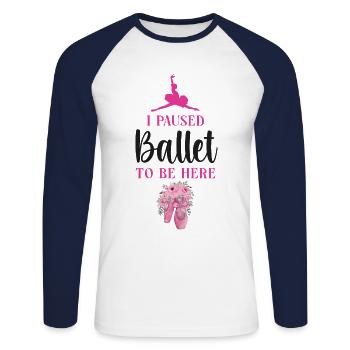 Ballet Danseuse Danse Ballerine - T-shirt baseball manches longues Homme - blanc/marine - Devant - Nik (191cm)