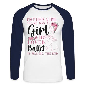 Ballet Danseuse Danse Ballerine - T-shirt baseball manches longues Homme - blanc/marine - Devant - Nik (191cm)