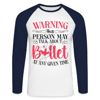 Ballet Danseuse Danse Ballerine - T-shirt baseball manches longues Homme - blanc/marine - Devant - Nik (191cm)